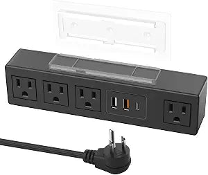 HHSOET Power Strip with USB Fast Charg, Flat Plug Extension Cord, 6Ft, 20W