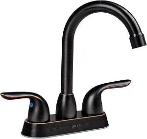 SOKA Stainless Steel Bathroom Faucet Oil-Rubbed Bronze Bathroom Sink Faucet with Pop-up Sink Drain Stopper & Deck Plate 3 Hole Bathroom Faucet 2 Handle Bathroom Faucet
