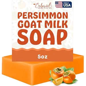 Erbaid Persimmon Soap Bar for Body Odor Control – Purifying Deodorizing Body Wash with Goat Milk for Eliminating Body Odor – Great for Skin Brightening, Natural Deodorant Soap for Men & Women