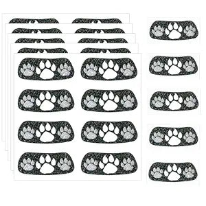 Blulu 24 Pairs Glitter Paw Print Tattoos Eye Black Temporary Tattoo,Black