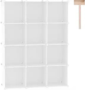 C&AHOME Cube Storage Organizer, 12-Cube Shelf Units, Closet Cabinet Milky