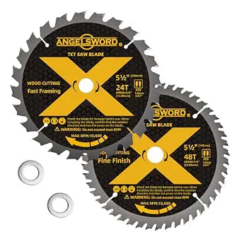 ANGELSWORD 5-1/2 Cirular Saw Blade for Wood, 2pc 24&48T, 5/8" Arbor