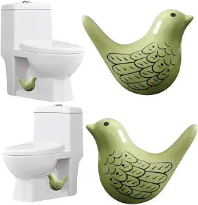 2Packs Bird Toilet Bolt Covers Decorative, Ceramic Birds Toilet Bolt Caps Decorative, Toilet Screw Cover Caps, Toilet Caps for Bottom of Toilet, Easy Installation Bathroom Replacement Parts (GREEN)