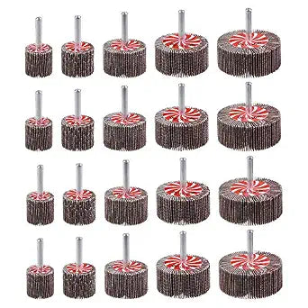 20 Pcs 5 Sizes 60/80/120/240 Grits Abrasive Flap Wheel Sander