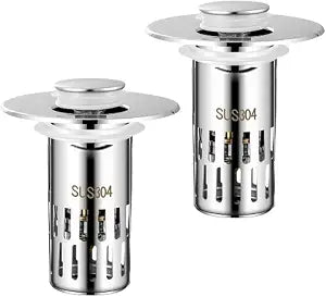 Bathroom Sink Drain Strainer & Stopper 304 Stainless Steel Hair Catcher with Removable Basket and Silicone Seal No-Clog Drain Catcher Fit for 1.05~1.4''Basin (2)