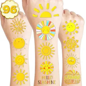 96 PCS Yellow Sun Pre-Cut Birthday Party Decorations Gold Hippie Sun