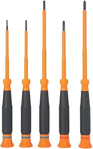 Klein Tools 85615INS Mini Precision Screwdriver Set, 1000V Rated Insulated Screwdrivers with (2) Phillips and (3) Slotted Tips, 5-Piece