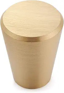 IVAILEX 10 Pack Brushed Brass Cabinet Knobs, Gold Solid Brass Drawer Knobs for Dresser, Furniture Hardware Knob, 0.8 inch Diameter Cone