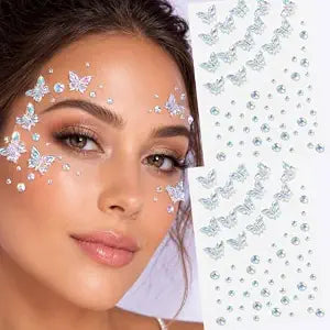 Butterfly Face Gems Holographic Rhinestone Face Stickers