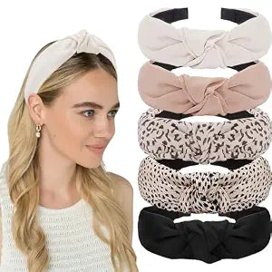 AHONEY 5 Pack Knotted Headbands for Women Trendy Fashion Thick Headband