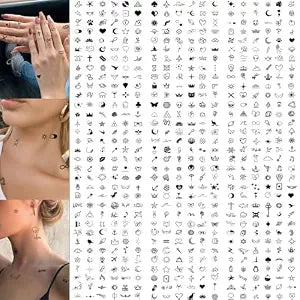 CHARLENT 594 Pcs Tiny Small Temporary Tattoos for Women Girls Finger Hands