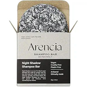 ARENCIA Night Shadow Biotin Shampoo Bar for Regrowth & Hair loss, Darkening, Gray Hair | Strengthening & Volumizing | Normal to Oily Hair | Vegan, Natural, pH balanced, Sulfate free