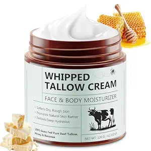 Liefiet Beef Tallow for Skin, 4.2oz Tallow and Honey Balm, Face Moisturizer and Nourishes Body, Grass Fed Whipped Beef Honey Cream Reduces Irritation Skin and Sensitivity