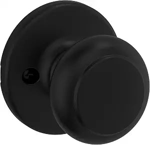 Kwikset Cove Dummy Door Knob, Single Sided Handle for Closets, French Double Doors, and Pantry, Matte Black Non-Turning Interior Push/Pull Door Knob