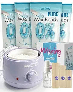 Waxfans Mini Wax Kit & Facail Waxing Kit for Women's Sensitive Skin with Temp Control, 400g Pure wax Beads for Sensitive Skin, Perfect Result on Hair Removal for Eyebrow/Bikini/Face/Armpit,30 Sticks