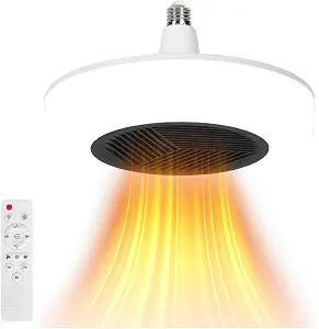 3 in 1 Space Heater with Fan and Light, Electric PTC Ceramic Heater, E26 LED with Remote Control, Overheat Protection for Small Bedrooms