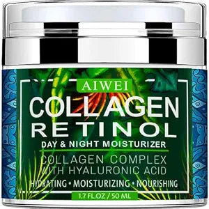 AIWEI Face Moisturizer Collagen Cream - Moisturizing, Hydrating & Recovery - Day Night Face Cream with Retinol and Hyaluronic Acid for Men & Women - 1.7 oz