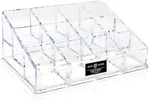 Isaac Jacobs Clear Acrylic 12 Compartment Organizer for Makeup, 3 Rows (x4)