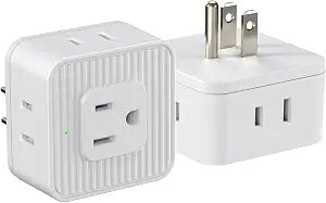 Multi Plug Outlet Extender - 5 Way Wall Outlet Splitter, Power Adapter Compact Travel Plug Expander for Home, Office, Dorm Room,White 1-Pack
