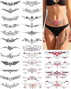 28 Sheets Y2K Tramp Stamp Temporary Tattoos for Women Sexy Tattoos