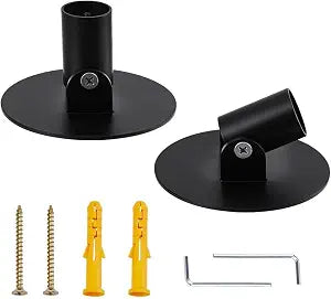 AHANDMAKER 2Pcs Adjustable Shower Curtain Rod Bracket for Slanted Wall, 22mm Angled Shower Rod Mount Stainless Steel Single Swivel Flange for Bathroom Angled Sloped Ceiling Wall, Black