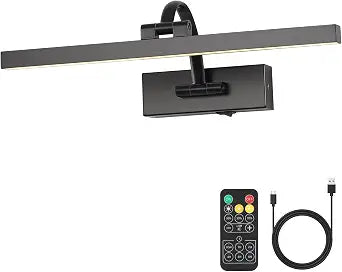 Wireless Picture Lights for Wall Battery Operated Art Lighting for Paintings Rechargeable Gallery lights with Remote and Timer Cordless Painting Lights for Artwork, 16'' Inch 3CCT Dimmable, Black