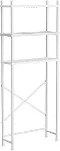 HOOBRO Over the Toilet Storage, 3-Tier Over Toilet Bathroom Organizer, Freestanding Above Toilet Shelf with Adjustable Feet, Space Saving, Easy Assembly, White WW63TS01