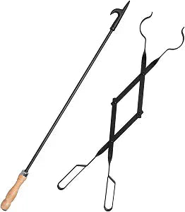 himaly 32" Fireplace Fire Pit Poker Stick & 26" Tongs Heavy Duty Tool Set