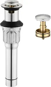 PARLOS All Metal Bathroom Sink Drain with Overflow, Stainless Steel Pop Up Drain for Lavatory Vanity Vessel Sink, Brushed Nickel, 2108502
