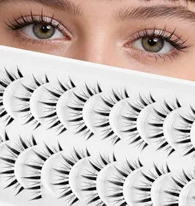 10 Pairs Manga Lashes Strip, Manga Strip Lashes with Invisible Band