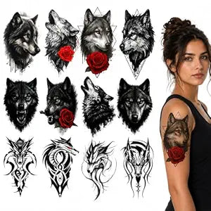 12 Temporary Tattoos for Men Realistic Fake Tattoo for Adults Women