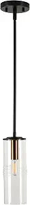 Kenroy Home Caulford Collection Etched Glass Black Metal Pendant Light for Kitchen or Dining Room