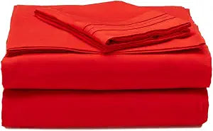 Elegant Comfort 1500 Thread Count - Wrinkle Resistant - Egyptian Quality Ultra Soft Luxurious 3 pcs Bed Sheet Set, Deep Pocket Up to 16" - Many Size and Colors, Twin, Red