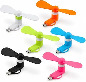 Mini Fan 6 Pack 2-in-1 Mini Cell Phone Fan Portable