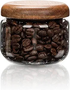 Glass Food Storage Containers With Wooden Lids - Small Coffee Jars - Pantry Organization For Overnight Oats, Cereal, Rice, Candy (10oz(300ml))