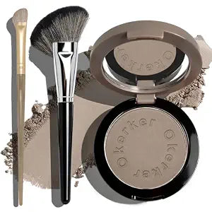 Cool Toned Contour Palette with Nose Face Brush, Grey Powder