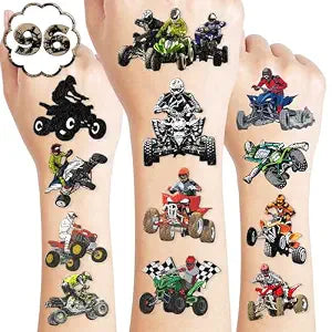100 PCS Four Wheeler ATV Temporary Tattoos Pre-Cut Off-Road Party Favors