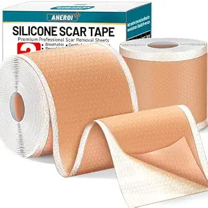 Aheroi Silicone Scar Tape Silicone Scar Sheets 1.6"x200"(2 Rolls-5M)