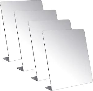 Amyhill 4 Pcs Counter Top Mirror Freestanding Table Desk Mirror Self Portrait Single Sided Acrylic Glass for Tabletop Desk Counter Bedroom Office Bathroom Home Dorm (8.5 x 9 Inch)