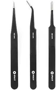 iFixit Precision Tweezers Set - Extra Fine, Angled, Blunt Tips