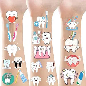 380 PCS Tooth Temporary Tattoos Stickers Dental Hospital Dental Party Brush Teeth Birthday Party Favors Decorations Tattoo