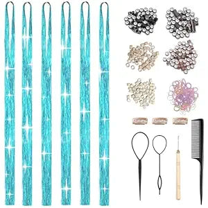 Hair Tinsel Kit 1800 Strands Glitter Tinsel Hair Extensions 48Inch