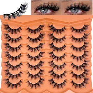 Mink Lashes Wispy 18MM Cat Eye False Eyelashes Strips Fluffy