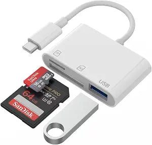 SD Card Reader USB C to Micro SD,Dual Slots with Camera Adapter for Digital Camera, iPhone 15-17, iPad, Mac, MacBook, Android, Laptop
