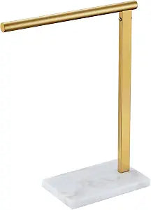 KOKOSIRI Hand Towel Rack Standing Towel Bar with Steady Marble Base for Bathroom Vanity Countertop, Brushed Gold Stainless Steel 15.7'' Height THS0006-BG