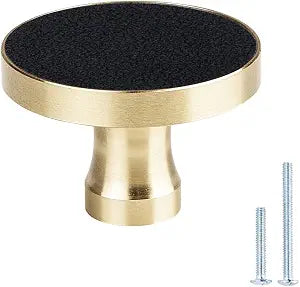 10 Pack Brass Kitchen Cabinet Hardware Round Knob,Gold Drawer Dreeser Pull,1-1/4"(32mm) Diameter,Unique Style for Modern Home Dcor - Black