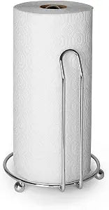 Spectrum Pantry Works Countertop Paper Towel Holder for Kitchen Countertop & Dining Room Table, Sturdy Steel Upright Paper Towel Roll Dispenser with Weighted Base Fits Most Roll Sizes, Chrome Finish