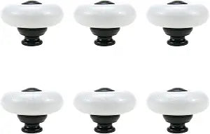 6 Pcs White Ceramic Knob for Kitchen Door Cabinets Cupboard