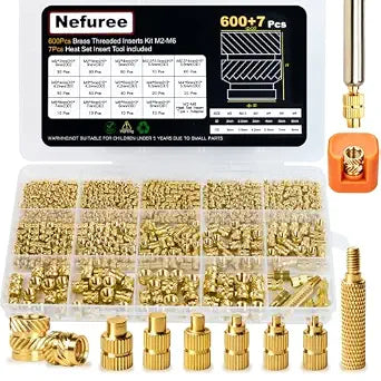 607Pcs Threaded Inserts for Plastic, Heat Set Inserts M2/2.5/3/4/5/6
