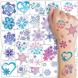 CHARLENT Glitter Snowflake Temporary Tattoos for Kids